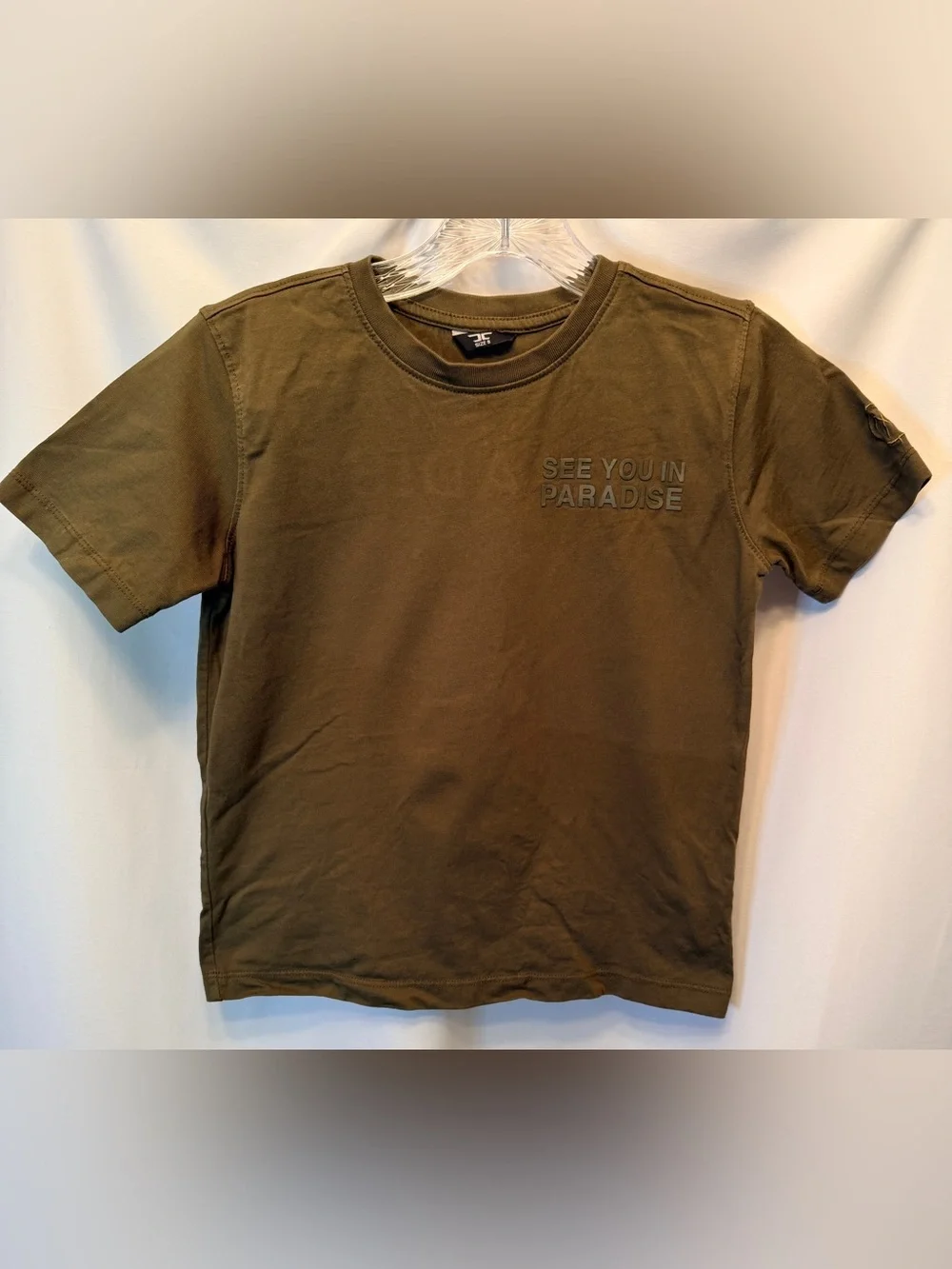Jordan Craig Boys Size 8 See You In Paradise Tonal T-Shirt Olive Green Logo
